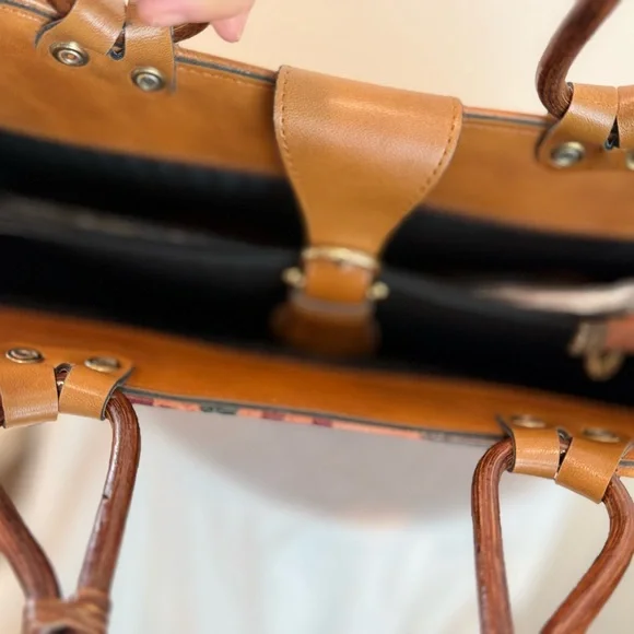 Brown and Multicolor Leather Handbag - Picture 10 of 10